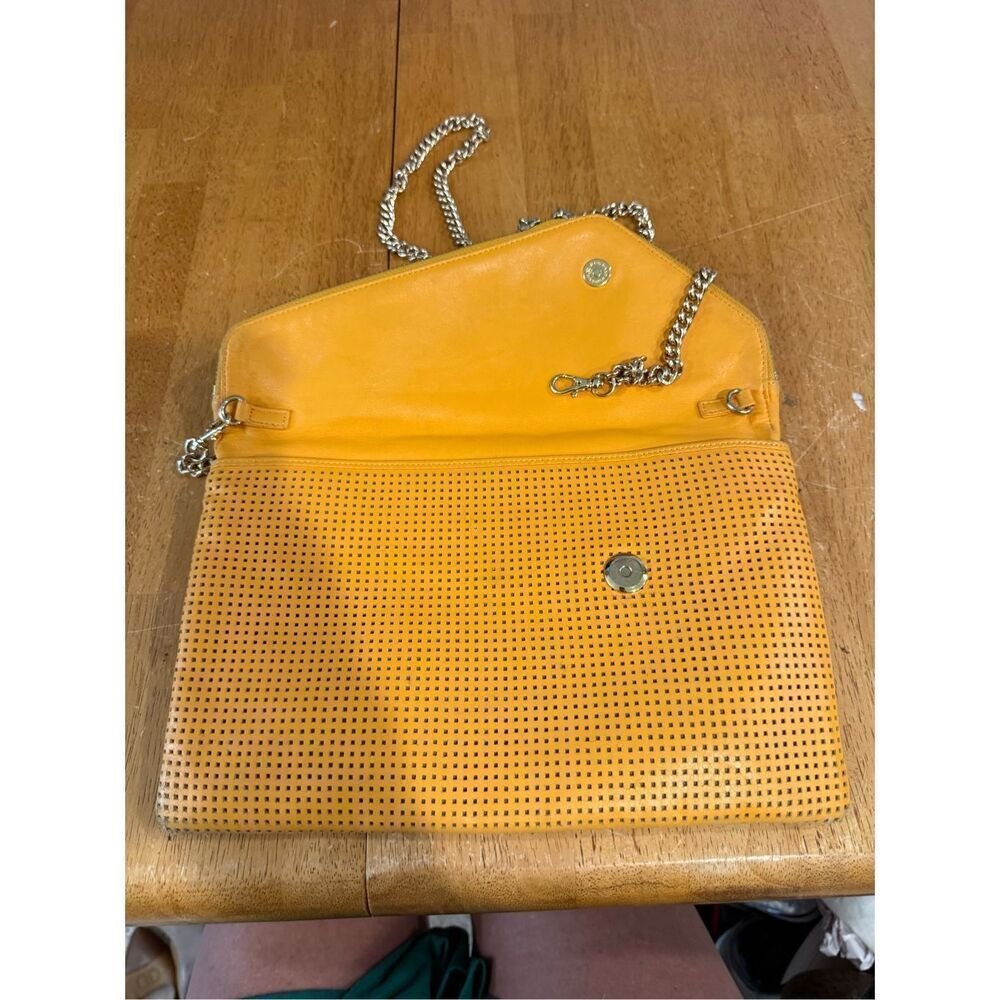 Henri Bendel Yellow Leather Gold Chain Crossbody Clutch Bag - Picture 12 of 12